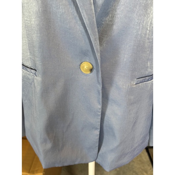 NWT Quite Luxury Vince designer Satin Blazer Light Blue Italian Fabric Women 6 - Picture 6 of 11